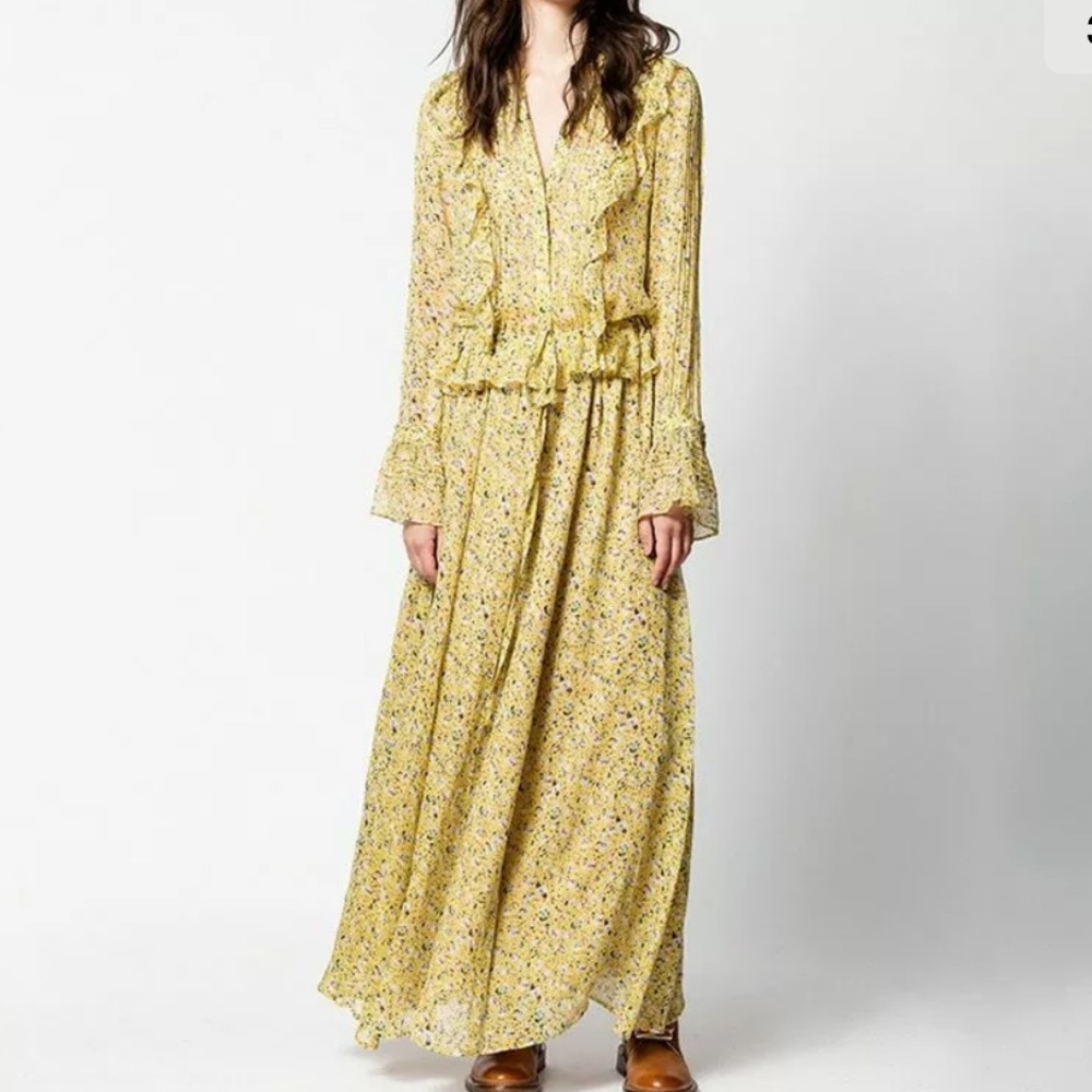 (SOLD)Self Portrait Yellow Floral Maxi Dress